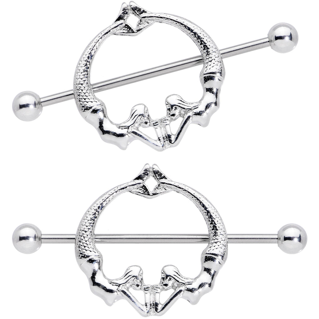 14G 13/16 Double Mermaid Nautical Nipple Shield Set