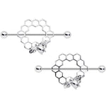 14G 1/2 Bee Hive Bee Nipple Shield Set