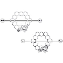 14G 1/2 Bee Hive Bee Nipple Shield Set