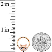16G 3/8 Rose Gold Tone Fashion Fox Hinged Segment Ring