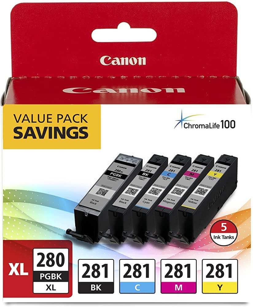 New, Pre-Owned - Canon PGI-280XL/CLI-281 Black and Color Ink Cartridges-5 Pack