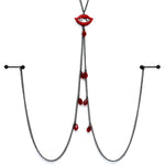 14G 9/16 Red Gem Vampire Lips Halloween Nipple Chain Necklace