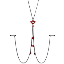 14G 9/16 Red Gem Vampire Lips Halloween Nipple Chain Necklace
