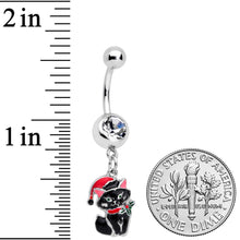 Santa Claus Black Cat Christmas Dangle Belly Ring