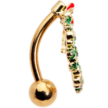 Clear Red Gem Holiday Wreath Bell Christmas Top Mount Belly Ring
