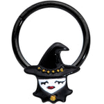 16G 3/8 Black Goth Witch Halloween Hinged Segment Ring