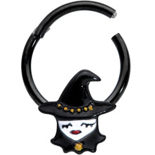 16G 3/8 Black Goth Witch Halloween Hinged Segment Ring