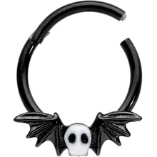 16G 3/8 Wing Skull Memento Mori Halloween Hinged Segment Ring