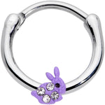 16G 3/8 Clear Gem Purple Easter Bunny Cartilage Clicker