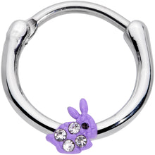 16G 3/8 Clear Gem Purple Easter Bunny Cartilage Clicker