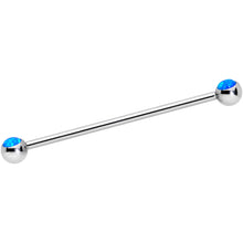 14G Blue Faux Opal Ball Ends Industrial Barbell 35mm