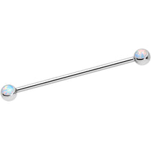 14G White Faux Opal Ball Ends Industrial Barbell 35mm