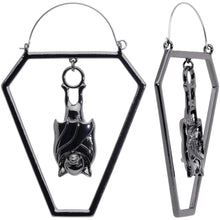 Black Bat Coffin Halloween Tunnel Plug Earrings