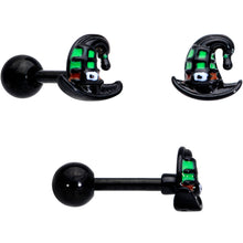 16G 1/4 Black Hat Sad Ghost Halloween Cartilage Tragus Set of 3