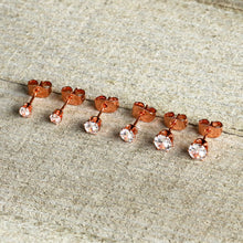 20G Clear CZ Gem Rose Gold Tone Post Stud Earring Set of 3