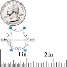 14G 3/4 Aqua Gem Snowflake Christmas Nipple Shield Set