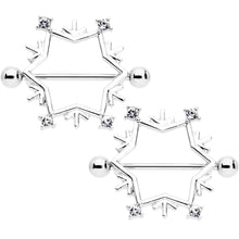 14G 3/4 Clear Gem Snowflake Christmas Nipple Shield Set
