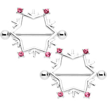 14G 3/4 Pink Gem Snowflake Christmas Nipple Shield Set