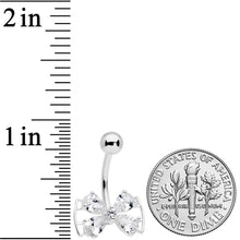 Clear CZ Gem Beauty Bow Belly Ring