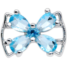 16G 1/4 Aqua CZ Gem Beauty Bow Cartilage Tragus Earring