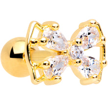 16G 1/4 Clear CZ Gem Gold Tone Beauty Bow Cartilage Tragus