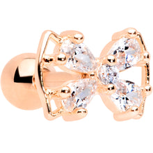 16G 1/4 Clear CZ Gem Rose Gold Tone Beauty Bow Cartilage Tragus
