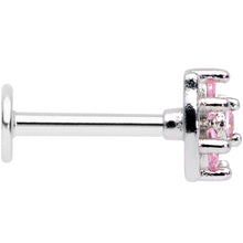 16G 5/16 Pink CZ Gem Beauty Bow Labret Monroe Tragus