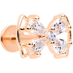 16G 5/16 Clear CZ Gem Rose Gold Tone Beauty Bow Labret Tragus