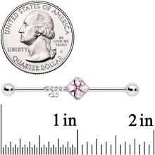 14G Pink Gem Open Key Industrial Barbell 38mm