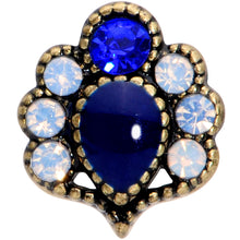16G 5/16 Clear Blue Gem Gold Tone Heirloom Teardrop Labret Monroe