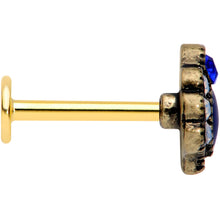 16G 5/16 Clear Blue Gem Gold Tone Heirloom Teardrop Labret Monroe