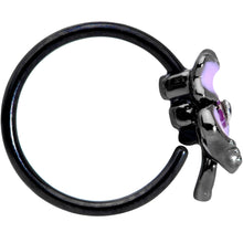 20G 5/16 Clear Gem Black Purple Iris Flower Nose Hoop