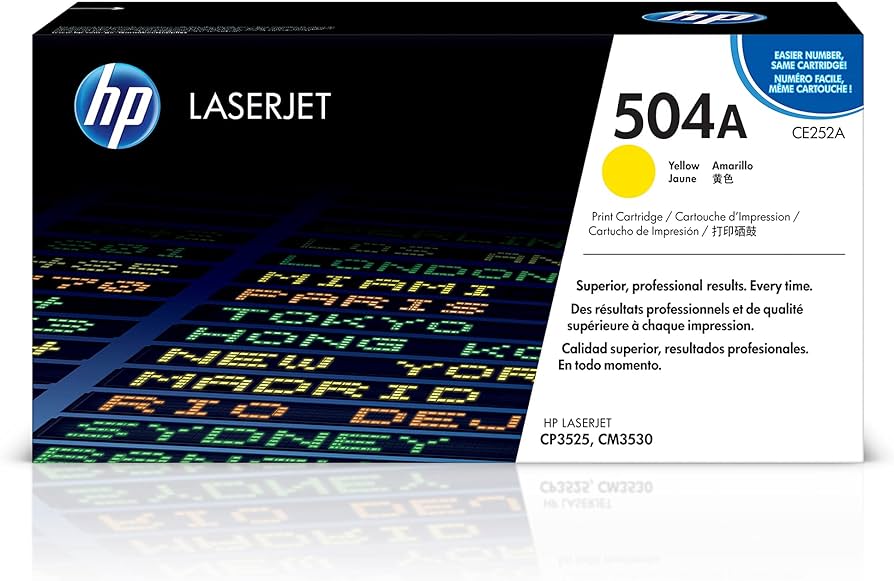 New, Pre-Owned - HP 504A Standard Yield Yellow LaserJet Toner Cartridge, CE252A