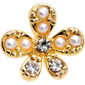 16G 1/4 Clear Gem Gold Tone Stylish Splat Cartilage Tragus Earring