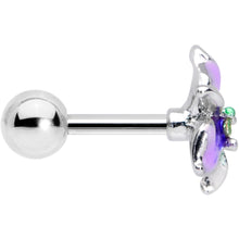 16G 1/4 Clear Gem Exotic Purple Flower Cartilage Tragus Earring