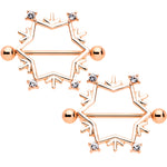 14G 3/4 Rose Gold Tone Snowflake Christmas Nipple Shield Set