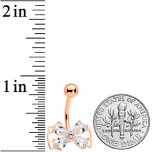Clear CZ Gem Rose Gold Tone Beauty Bow Belly Ring