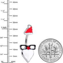 Red Gem Santa Face Glasses Christmas Belly Ring