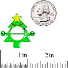 14G 5/8 Green Christmas Tree Nipple Shield Set