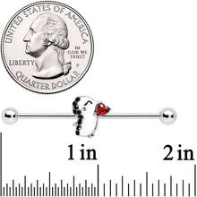 14G Red Gem Penguin Heart Valentines Day Industrial Barbell 38mm