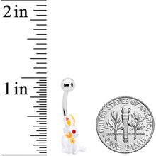 Red Gem White Easter Rabbit Belly Ring