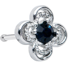 20G 1/4 Blue Gem Stylized Deco Cross Nose Bone