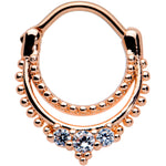 16G 3/8 Clear CZ Gem Rose Gold Tone Double Luxe Cartilage Clicker