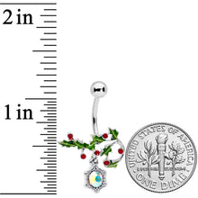 Aurora Red Gem Holly Holiday Decor Christmas Belly Ring