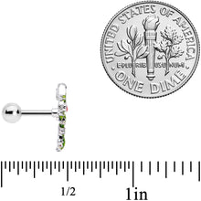 16G 1/4 Pink CZ Gem Candy Cane Holly Christmas Cartilage Tragus
