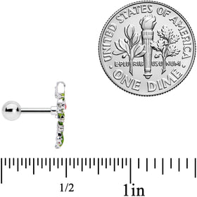 16G 1/4 Pink CZ Gem Candy Cane Holly Christmas Cartilage Tragus