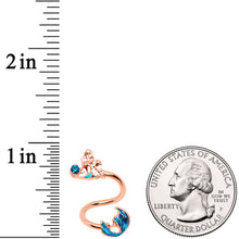 Aqua Gem Rose Gold Tone Gazing Mermaid Spiral Twister Belly Ring
