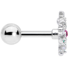 16G 1/4 Clear Pink Green Gem Snowflake Cartilage Tragus Earring