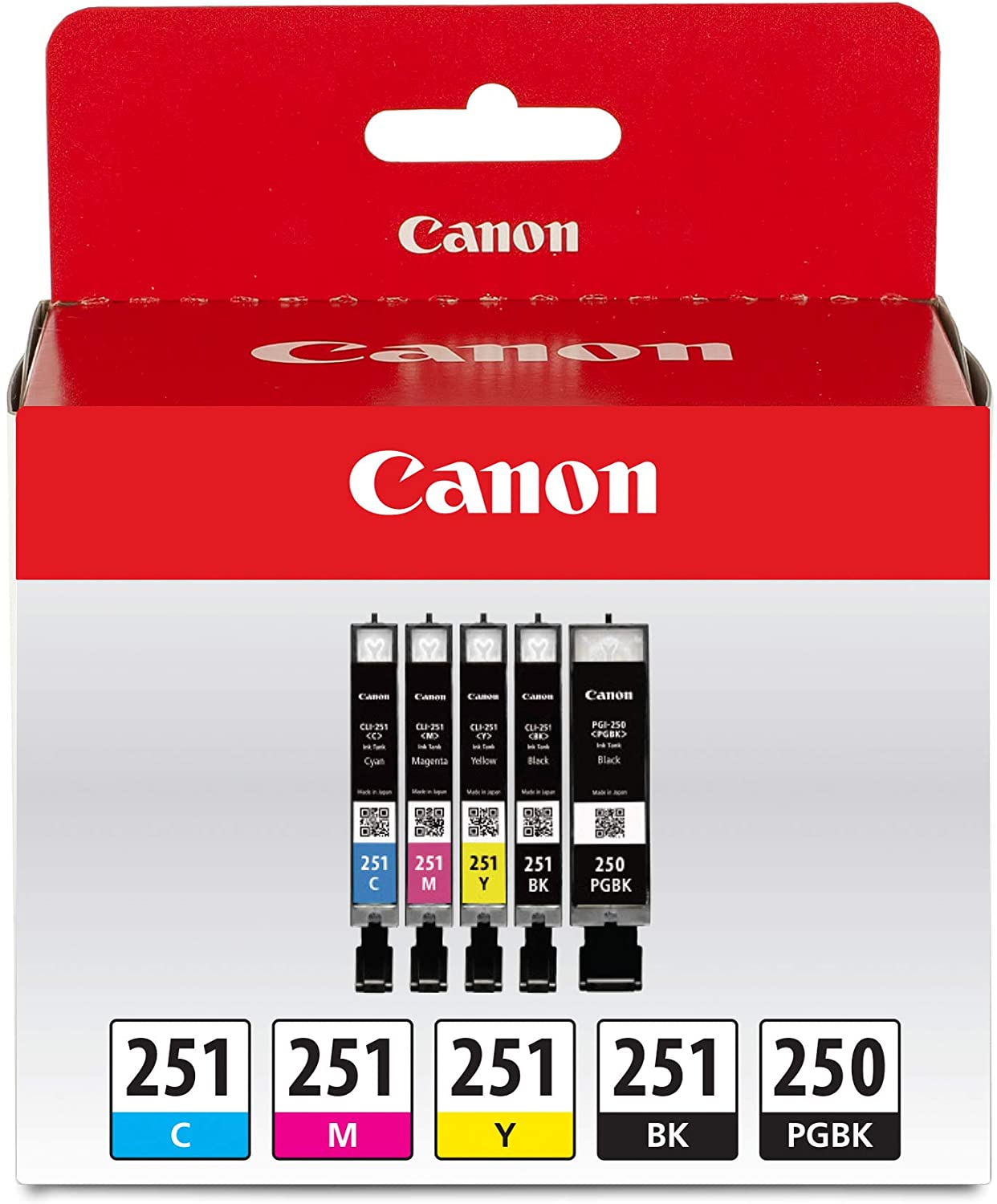 New, Pre-Owned - Canon PGI 250 Black & 251 Black & Color Ink Cartridge ( 5 Pack)