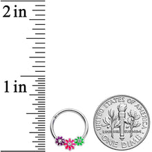 16G 3/8 Clear Gem Floral Garland Hinged Segment Ring